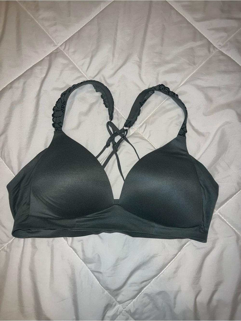 Wireless Padded Bralette - gray/green